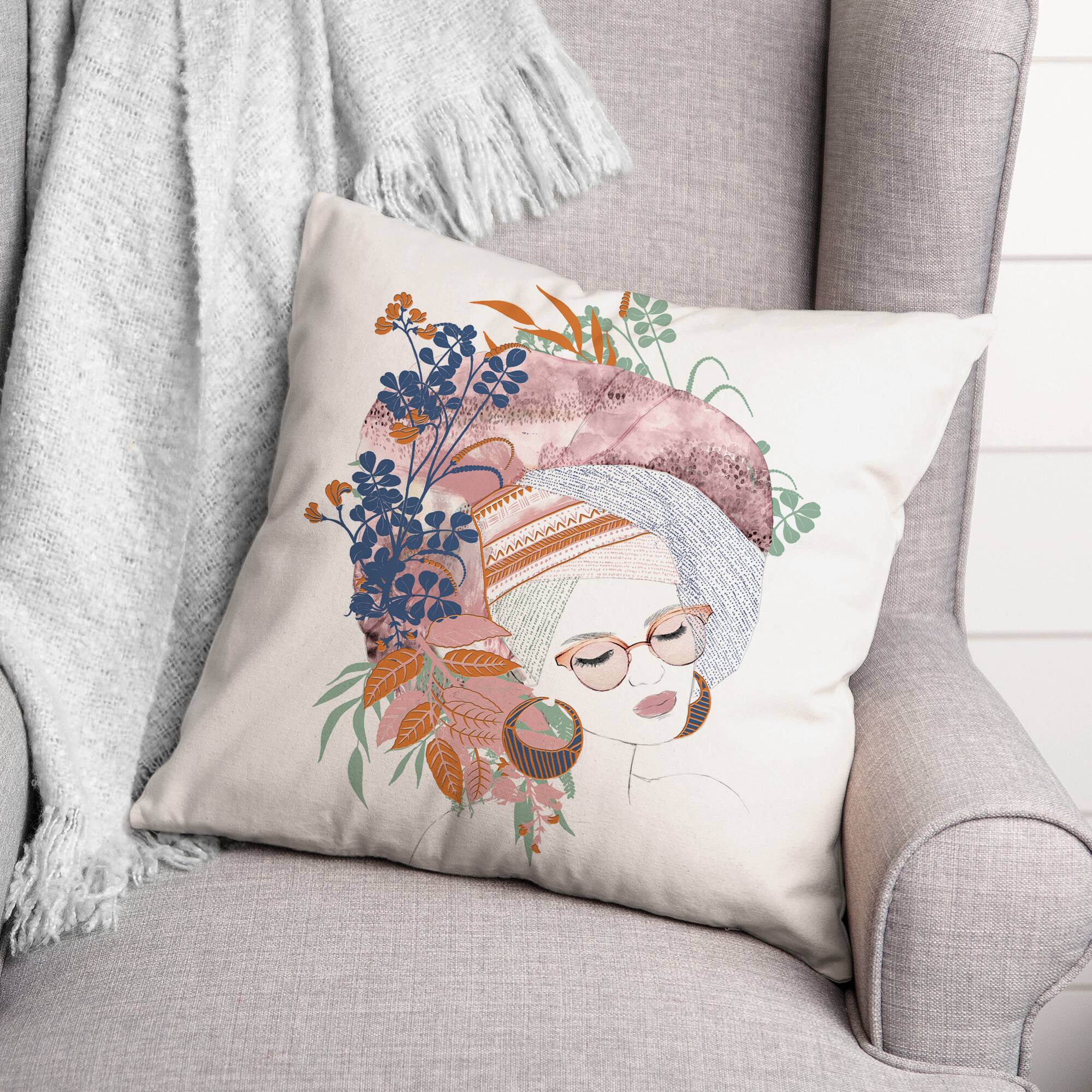 Summer Chic Sketch 18" x 18" Throw Pillow